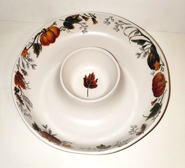 Bee & Willow Ceramic Pottery Thanksgiving Fall Party Chip & Dip Serving Platter
