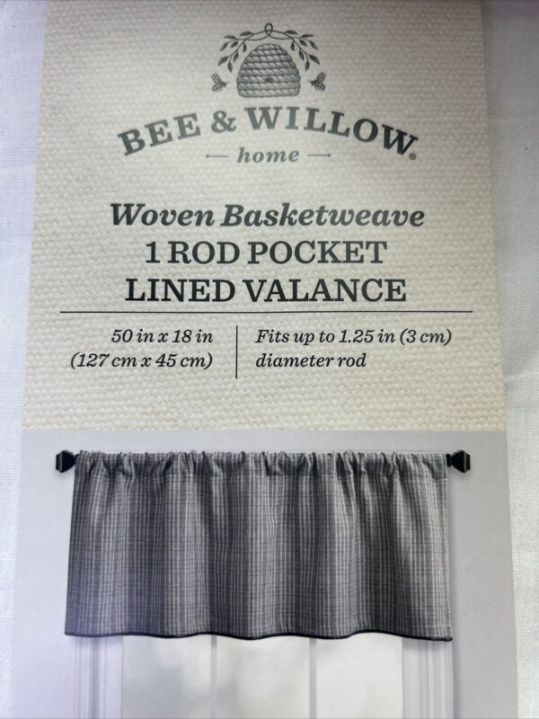 Bee & Willow Woven Basketweave 1 Rod Pocket lined Valances 50” x 18"